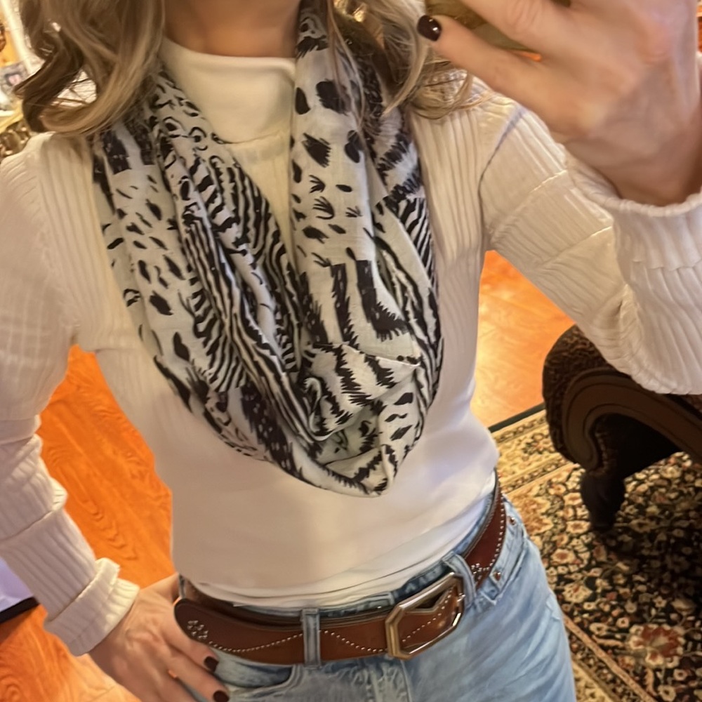 Black And White Different Animal Print Squares Eternity Scarf